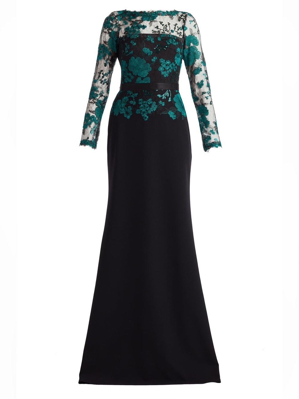 Tadashi Shoji Beacon Embroidered Illusion Lace Bodice Gown Maxi Dress NWOT $478 - Picture 7 of 13